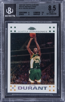 2007-08 Topps Chrome White Refractor #131 Kevin Durant Rookie Card (#52/99) - BGS NM-MT+ 8.5